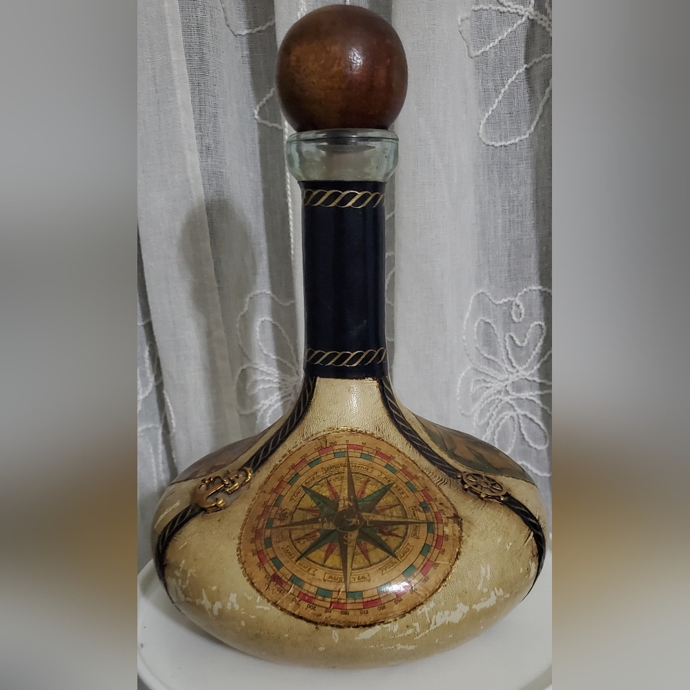 Genuine leather covered decanter
